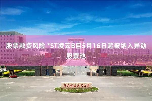 股票融资风险 *ST凌云B自5月16日起被纳入异动股票池