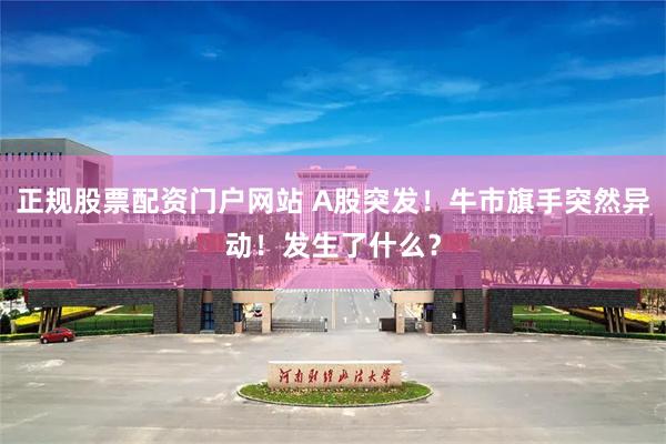 正规股票配资门户网站 A股突发！牛市旗手突然异动！发生了什么？