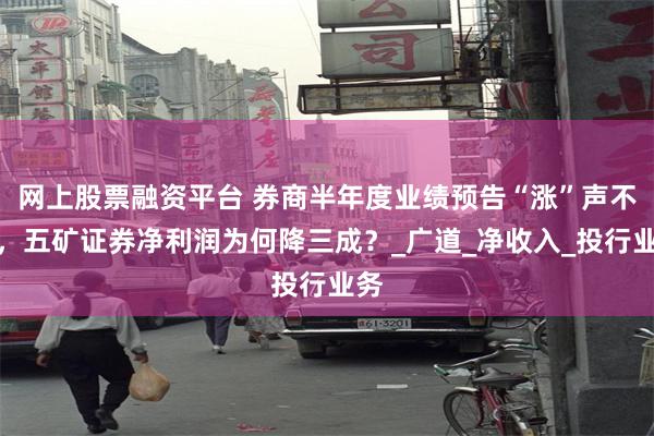 网上股票融资平台 券商半年度业绩预告“涨”声不断，五矿证券净利润为何降三成？_广道_净收入_投行业务