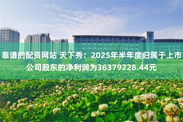 靠谱的配资网站 天下秀：2025年半年度归属于上市公司股东的净利润为36379228.44元