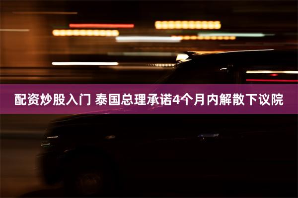 配资炒股入门 泰国总理承诺4个月内解散下议院